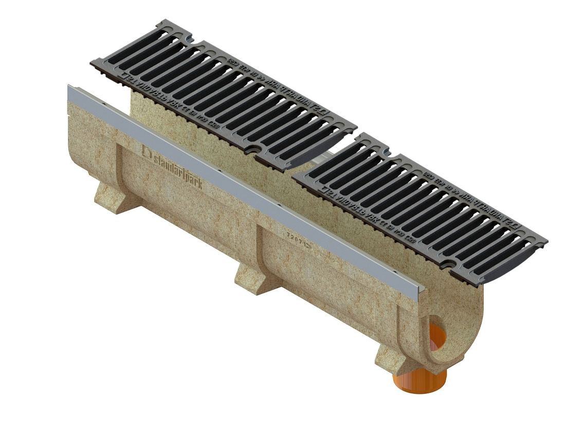 Лоток полимербетонный CompoMax Drive U DN150 h260 с выпуском